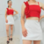 Conjunto: Cropped com bojo + Shorts Saia