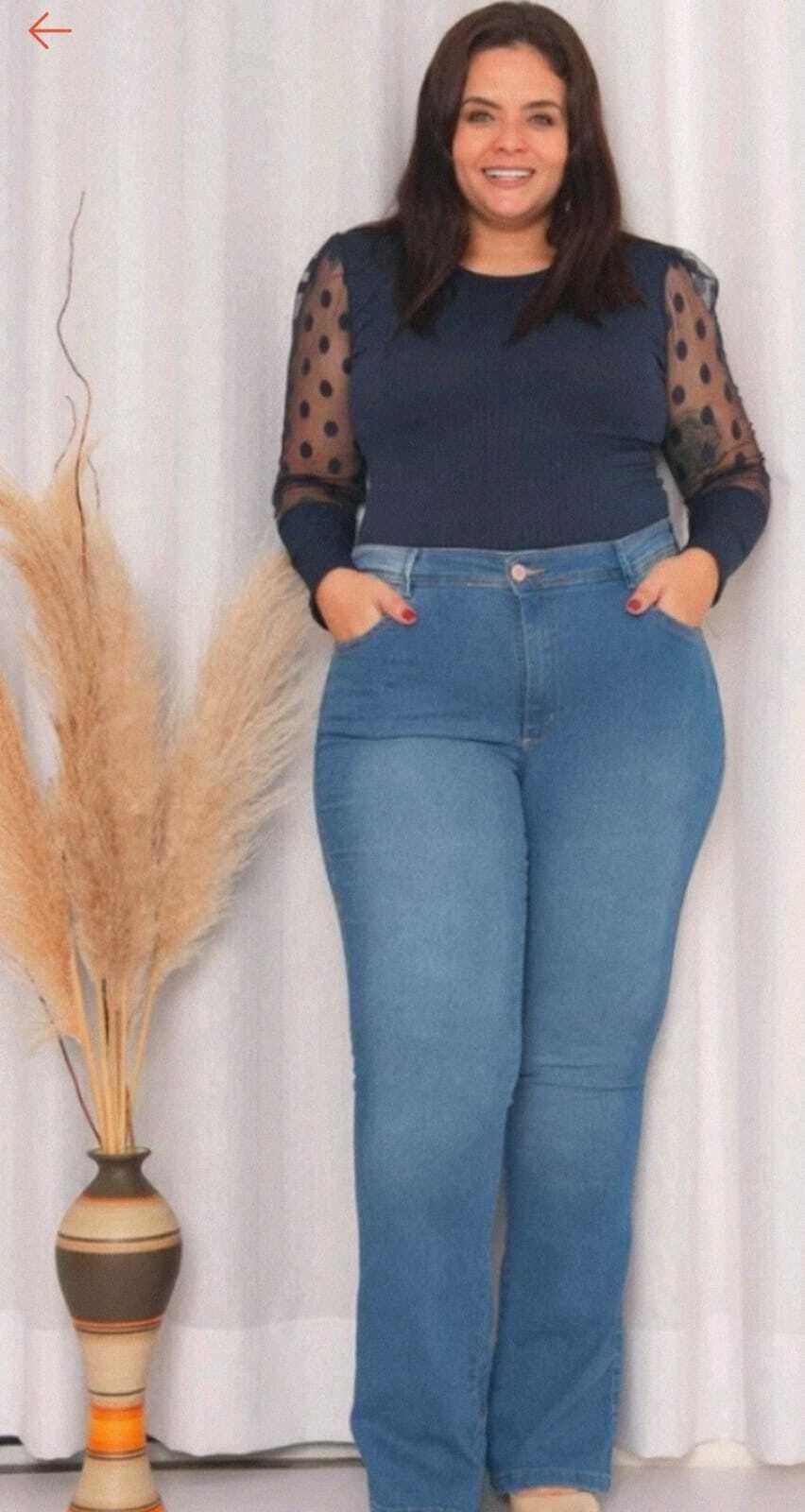 Calça fashion flare jeans cintura alta