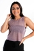 Blusa Feminina Transparente Tomara que Caia Violeta e Cropped Preto | REF: LX286