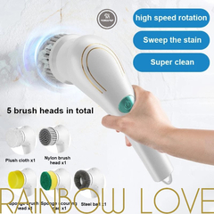 Fogão E Escova De Lavar Louças Cabeça De Substituível/5 Em 1 Conjunto De Escovas De Limpeza Elétrica Multifuncional/USB na internet
