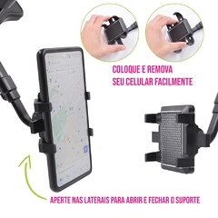 Suporte para Celular Smartphone com Apoio no Retrovisor Extensível Giro 360º - loja online