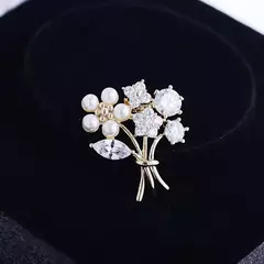 Conjunto de broches floridos de metal para mulheres - loja online