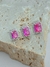 TRIO DE BRINCOS CRISTAL ROSA LATERAL CRAVEJADA RODIO BRANCO