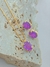 CONJUNTO OVAL ROXO FOLHEADO A OURO