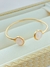 BRACELETE PEDRA NATURAL QUARTZO ROSA FOLHADO A OURO