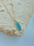 GARGANTILHA GOTA AZUL 2cm FOLHEADO A OURO 18K