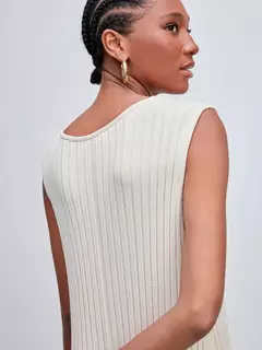 Vestido Midi Plissado Cru - loja online