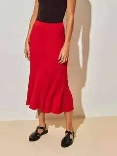 Saia Midi Plissada Vermelho ANSELMI - comprar online