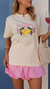 Camiseta Feminina Happy Lemon Creme Uzzy Algodão