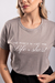 Camiseta feminina Life is  short cinza Uzzy T-shirt atacado.