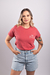 Camiseta Feminina Estonada Cicatrizes Rosa Uzzy Algodão - comprar online