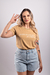 Camiseta Feminina Estonada Be Free Amarelo Queimado Uzzy Algodão - comprar online