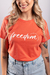 Camiseta feminina coral Uzzy T-shirt freedom.