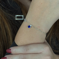 Pulseira Fio Coração Azul - Prata 925 - comprar online