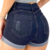 Short Feminino Jeans Curto com lavagem Escura na internet