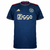 Camisa Ajax Away 22/23 da Adidas, na cor azul, com detalhes em vermelho e logotipo da Ziggo.