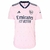 Camisa rosa do Arsenal, modelo 22/23, com detalhes em azul e logotipo da Adidas.