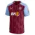 Camisa Aston Villa Home 23/24, cor vinho, modelo masculino, com detalhes em azul claro e logotipo da Castore.