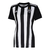 Camisa feminina do Atlético Mineiro I 22/23, preta e branca, com listras verticais e logo do clube.