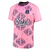 Camisa rosa do Everton, modelo away 22/23, com detalhes em azul e logotipo do time.