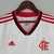 Camisa feminina branca do Flamengo II 22/23, com detalhes em vermelho e o logo do clube.

