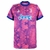 Camisa rosa da Juventus III 22/23, masculina, com detalhes em azul e logotipo da Jeep no centro.