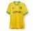 Camisa amarela do Norwich City, temporada 22/23, com detalhes em verde e logotipo da equipe.