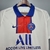 Camisa retrô branca do Paris Saint-Germain II 2020/21, com detalhes em azul e vermelho, confeccionada pela Nike para torcedores masculinos.