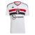 Camisa masculina do São Paulo FC, modelo 22/23, nas cores branca e vermelha, com detalhes em preto e logo da Adidas.