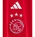 Camisa Ajax I 23/24 masculina, branca e vermelha, com logo da Adidas e patrocinador Ziggo.

