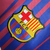 Camisa retrô masculina do FC Barcelona, temporada 17/18, azul com detalhes em vermelho e amarelo, logotipo da Nike e patrocínio da Rakuten.

