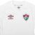 Camisa feminina Fluminense II 22/23 da Umbro na cor branca, com detalhes em verde e vermelho e o escudo do time.