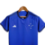 Camisa feminina azul do Cruzeiro I 23/24 da Adidas, com detalhes em branco e gola polo.

