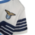 Camisa retrô da Lazio 2014, modelo masculino, nas cores azul e branca, com detalhes em azul marinho e logo da marca Macron.

