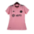 Camisa feminina rosa do Inter Miami, modelo torcedor, com detalhes em preto e logotipo da Adidas.