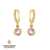 Brinco Argola Pequena com Zircônia Rosa Banhado em Ouro 18k