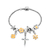 PUL9879 - PULSEIRA DE BERLOQUE CRUCIFIXO CRAVEJADO - LARANJA CLARO