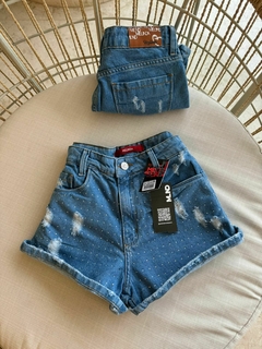 Shorts jeans com brilho