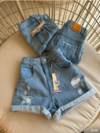 Shorts jeans mom com brilho