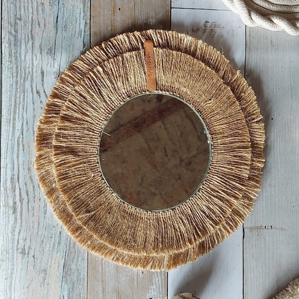Espejo boho gitana mini de yute 22 cm
