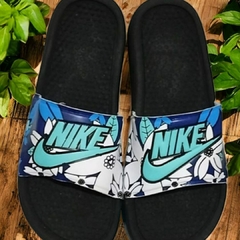 Ojotas Nike Flower Blue base Negra Nacionales