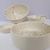 Bowl potiche ceramica cuenco a mano artesanal beige con salpicado pintitas negro