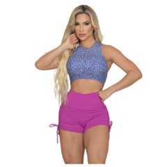 Conjunto Top Short Feminino Sem Manga Estampado DLuxo MD36