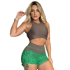 Conjunto Top Short Feminino Sem Manga Estampado DLuxo MD49