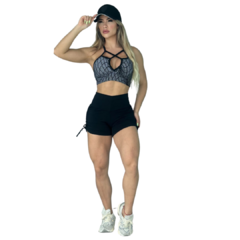 Conjunto Top Short Feminino Sem Manga Estampado DLuxo MD32