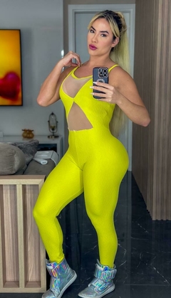 Macacão Fitness Feminino Sem Manga Amarelo DLuxo MD30 - D'LUXO ONLINE