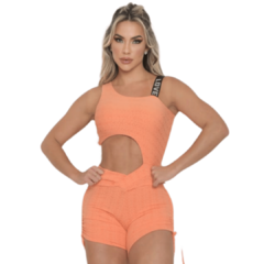 Macaquinho Fitness Feminino Sem Manga Coral DLuxo MD46