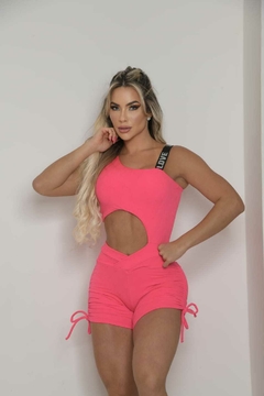 Macaquinho Fitness Feminino Sem Manga Pink DLuxo MD48 - loja online