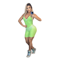 Macaquinho Fitness Feminino Sem Manga Verde DLuxo MD8