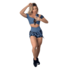 Conjunto Top Short Feminino Manga Curta Estampado DLuxo MD2